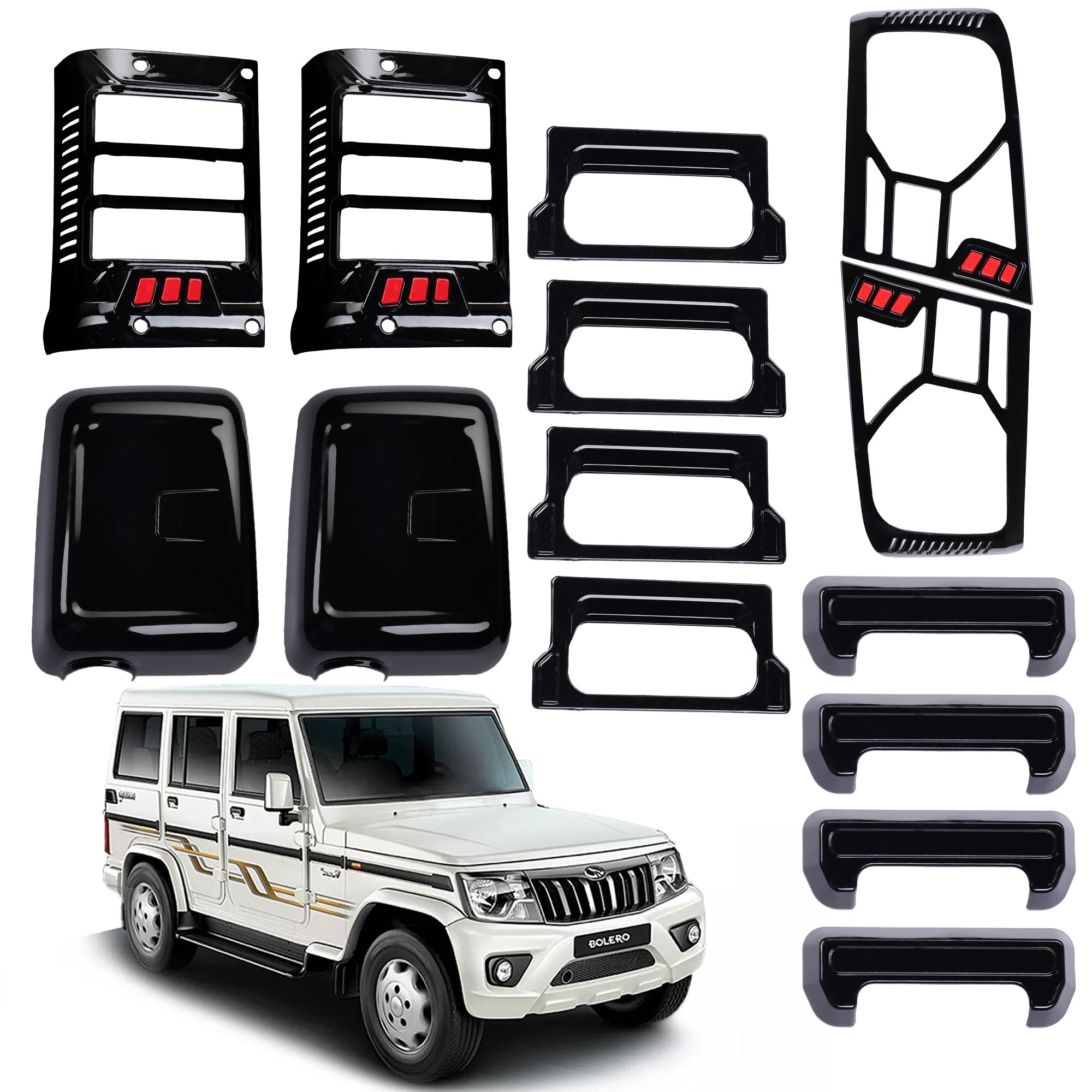 SIPL Black Styling Kit for Bolero 2020 | 5-Piece Applique Set