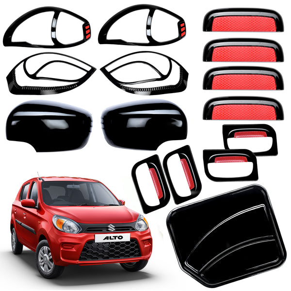 Black Applique Kit for Alto 800 2016-19 Set of 5 Items (Without Petrol Tank Cover)