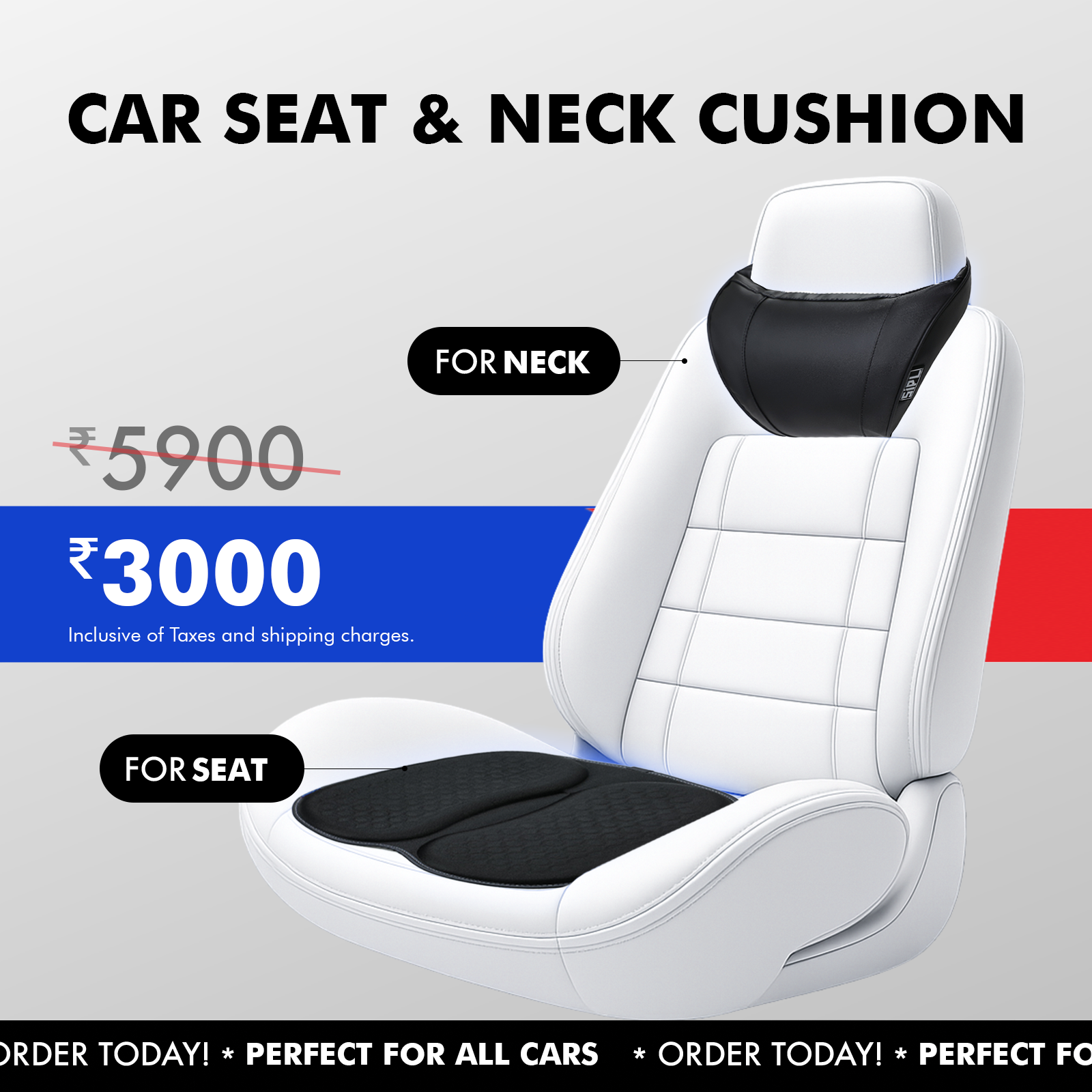 Car Comfort Bundle Neck Pillow and Seat Cushion 