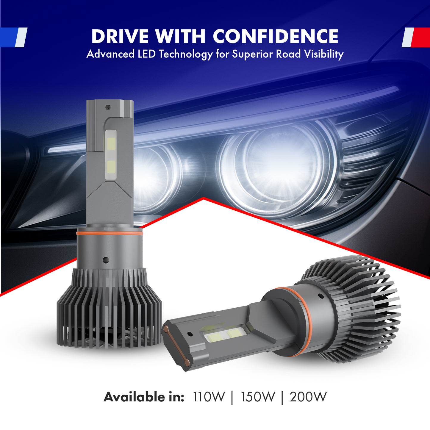 Car LED Headlights 200W Single Beam