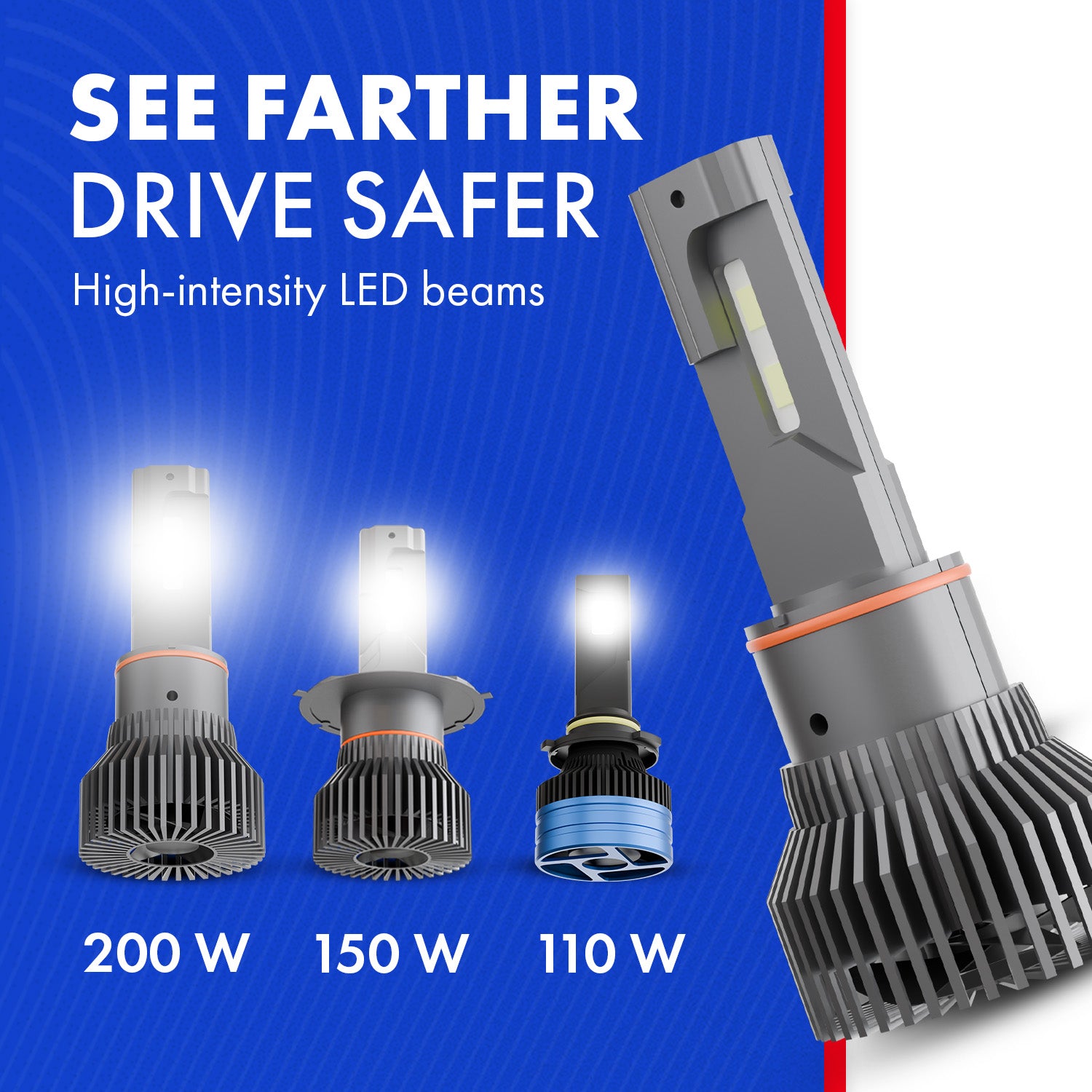 Car LED Headlights 200W Single Beam