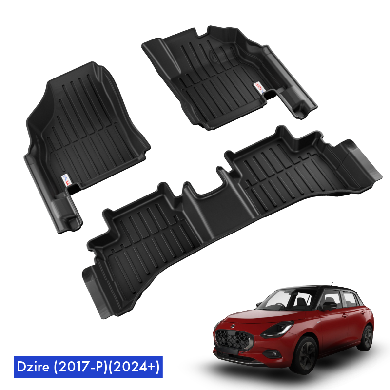 SIPL XLM Extra Large Car Floor Mats For Maruti Suzuki Dzire (2017-P)(2024+) | 3X Coverage