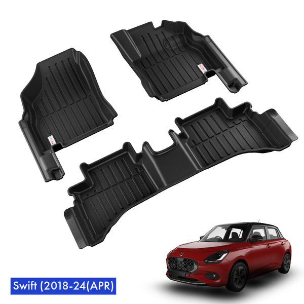 SIPL XLM Extra Large Car Floor Mats For Maruti Suzuki Swift (2018-24(APR) | 3X Coverage