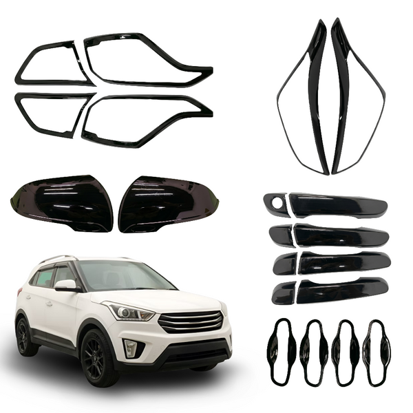 SIPL BSK Black Styling Kits for Creta (2015-2019) | Black Applique Kit Set of 5 Items