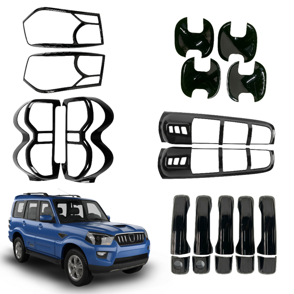 SIPL BSK Black Styling Kits for Scorpio (2014-2021) | Black Applique Kit Set of 5 Items