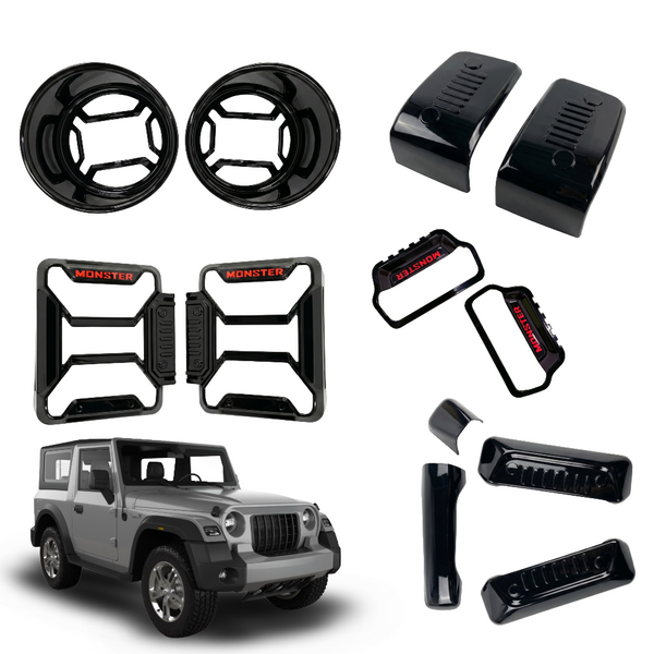 SIPL BSK Black Styling Kits for Thar (2020) | Black Applique Kit Set of 6 Items