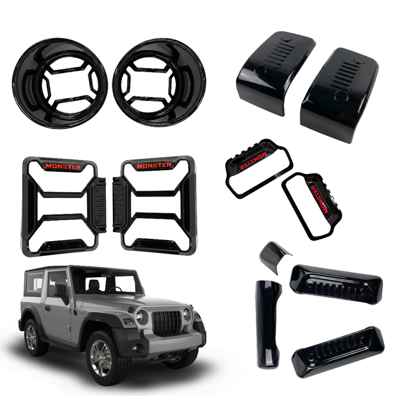 SIPL Car Garnish Kit for Mahindra Thar 2020 Black Styling Kit