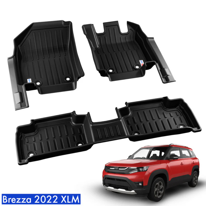 SIPL XLM Extra Large Car Floor Mats For Maruti Suzuki Brezza (2022 Onwards) | 3X Coverage