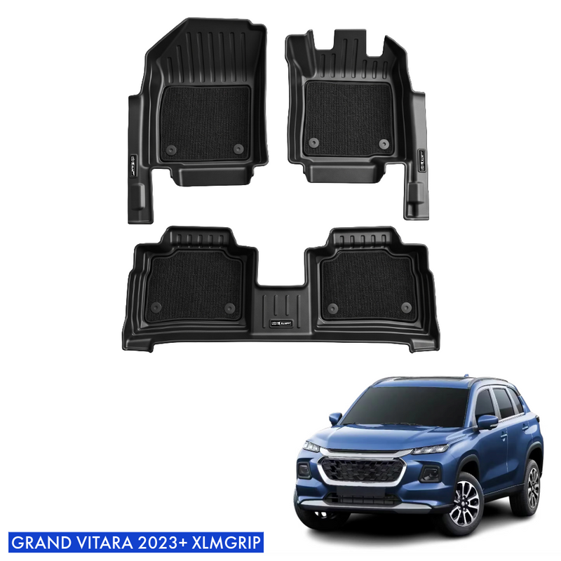 SIPL XLM Grip Car Mats for Maruti Grand Vitara (2023 Onwards) | 3D TPE Floor Mats