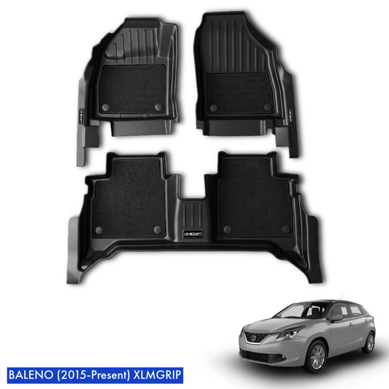SIPL XLM Grip Car Mats for Maruti Baleno (2015 Onwards) | 3D TPE Floor Mats