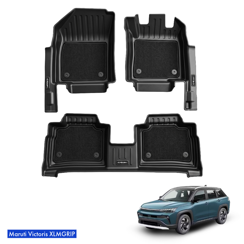 SIPL XLM Grip Car Mats for Maruti Victoris (All Models) | 3D TPE Floor Mats
