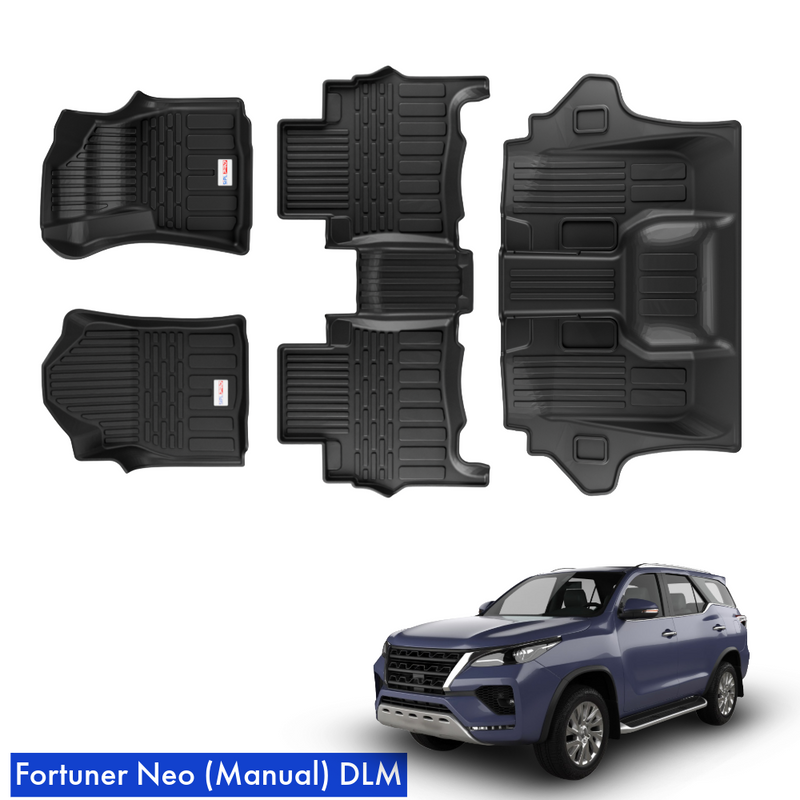 SIPL DLM Car Floor Mats For Toyota Fortuner Neo Manual (2025 Onwards) | Custom Fit 3D Floor Liners