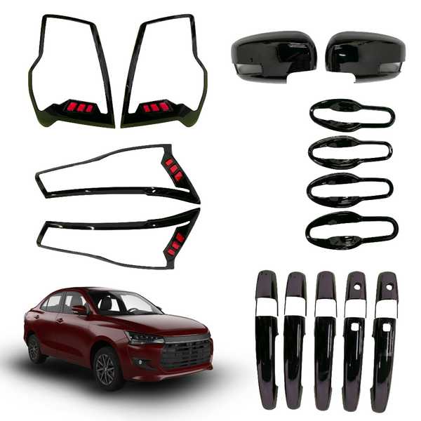 SIPL BSK Black Styling Kit for Suzuk Dzire (2024+) | Premium Car Garnish Kit