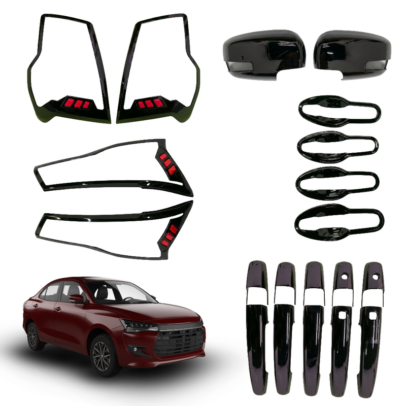 SIPL BSK Black Styling Kit for Suzuki Dzire 2024+ | Premium Car Garnish Kit